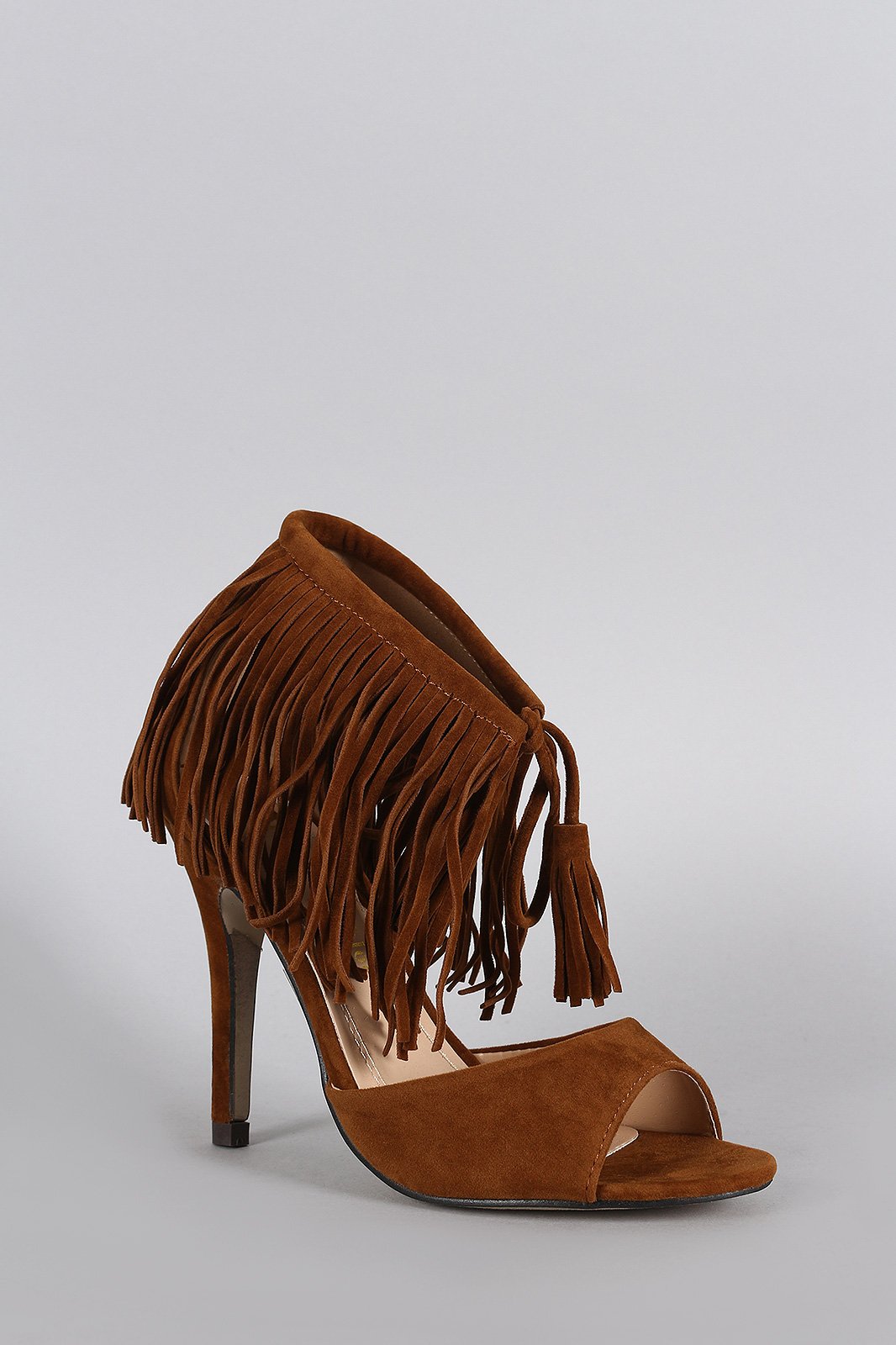 Fringe Cuff and Tassel Open Toe Heel - NoveltyOne