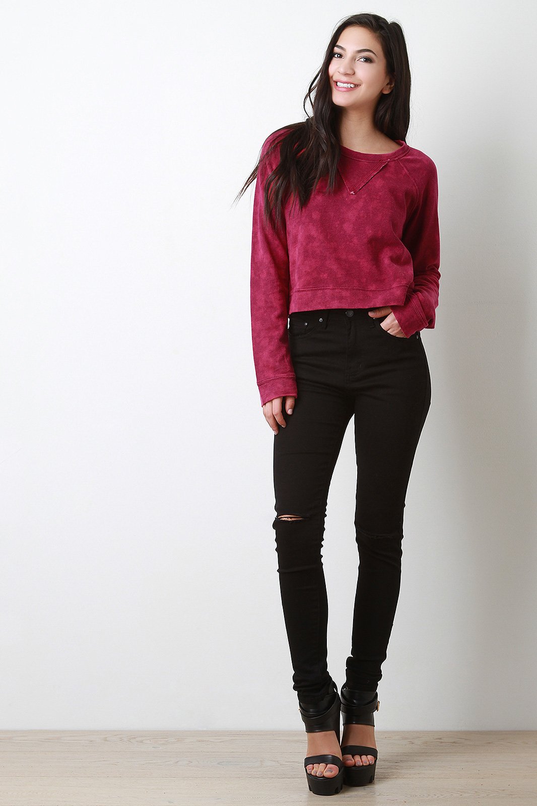 Mineral Wash Raglan Crop Top