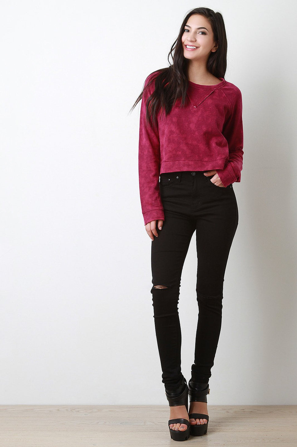 Mineral Wash Raglan Crop Top