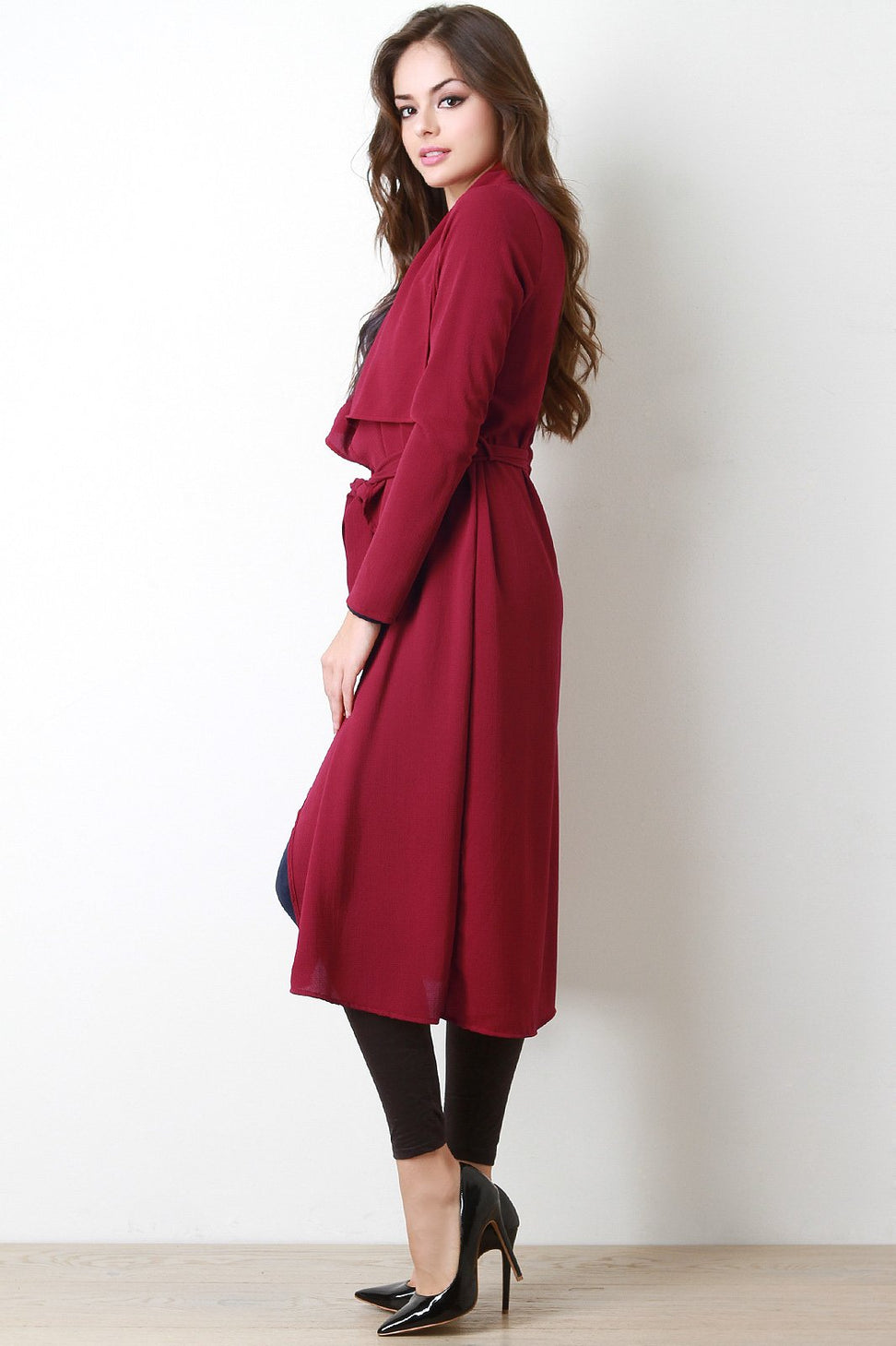 Crepe Ruffle Longline Cardigan