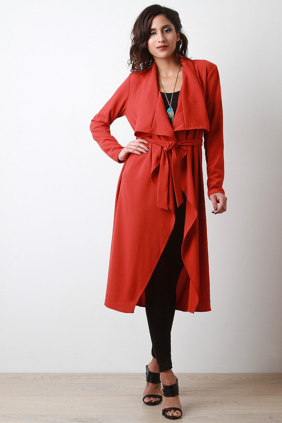 Crepe Ruffle Longline Cardigan