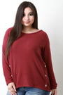 Soft Knit Buttons Accent Long Sleeves Sweater Top