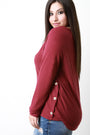 Soft Knit Buttons Accent Long Sleeves Sweater Top
