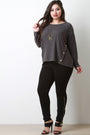 Soft Knit Buttons Accent Long Sleeves Sweater Top