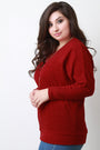 Ribbed Yoke Long Sleeves Knit Top With Necklace
