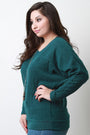 Ribbed Yoke Long Sleeves Knit Top With Necklace