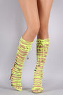 Neon Watercolor Corset Lace Up Gladiator Heel - NoveltyOne