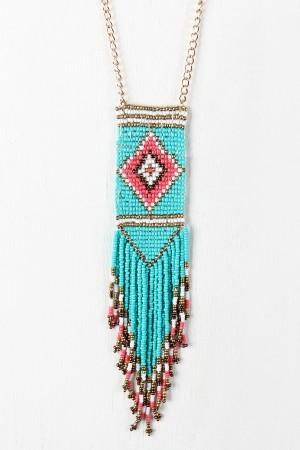 Diamond Beaded Fringe Pendant Necklace - NoveltyOne