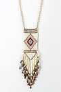 Diamond Beaded Fringe Pendant Necklace - NoveltyOne