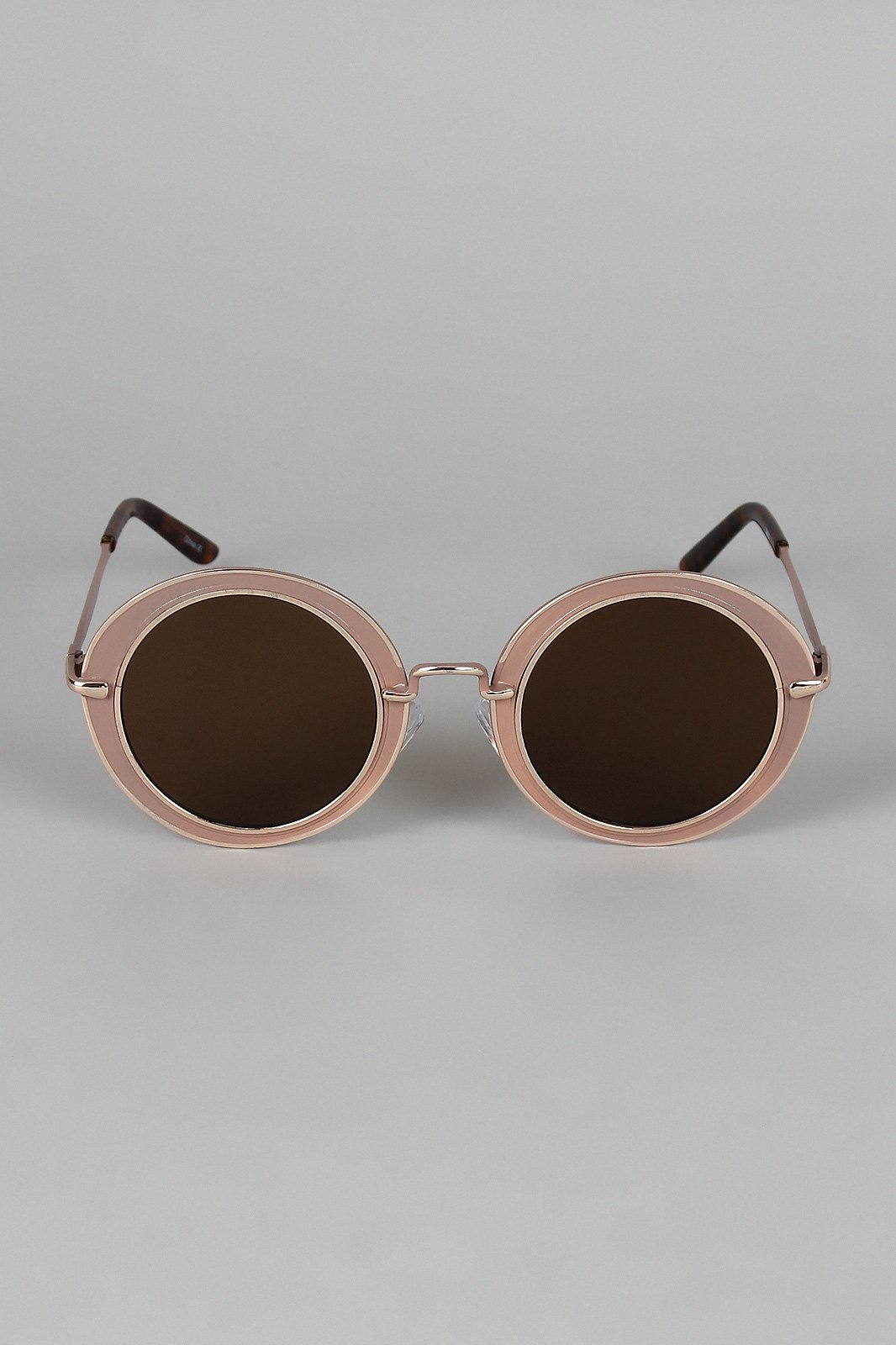 Metallic Trim Round Frame Sunglasses