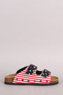 Flag Print Double Buckle Open Toe Footbed Sandal - NoveltyOne