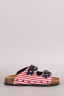 Flag Print Double Buckle Open Toe Footbed Sandal - NoveltyOne