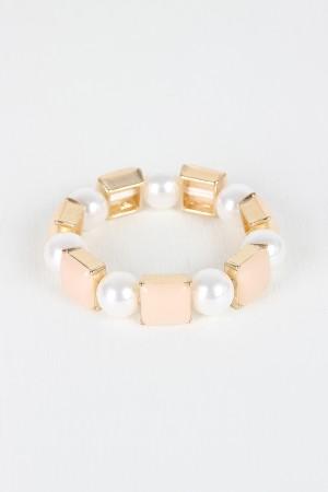 Faux Pearl And Square Bracelet