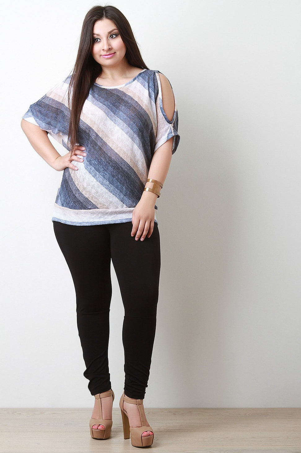 Multi Stripe Cold Shoulder Top - NoveltyOne