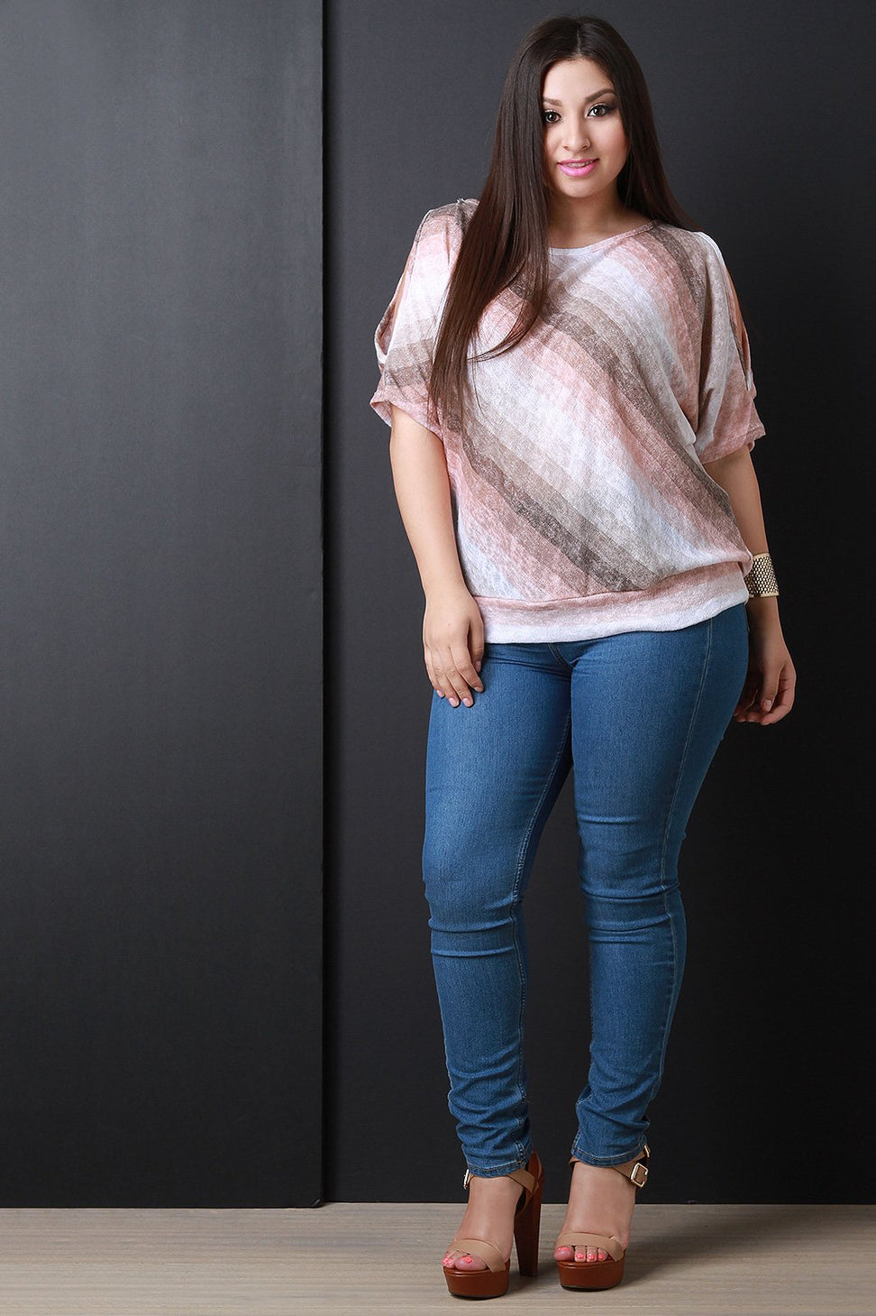 Multi Stripe Cold Shoulder Top - NoveltyOne