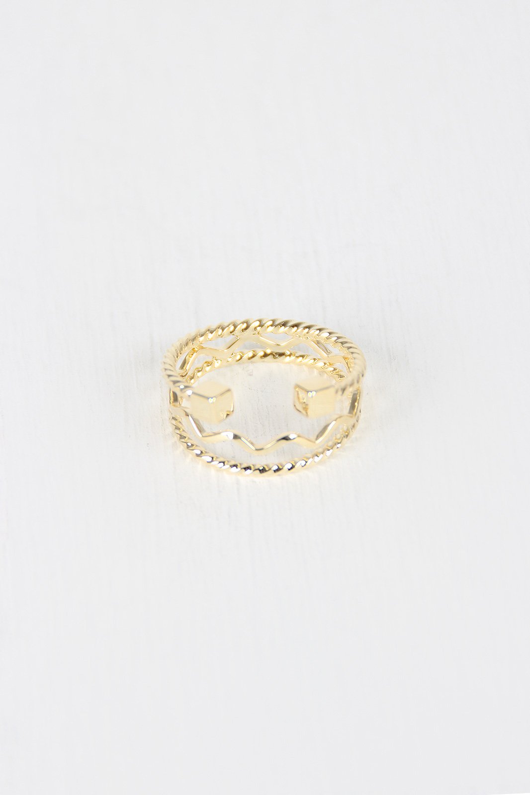 Stacked Multi Band Cube Ring