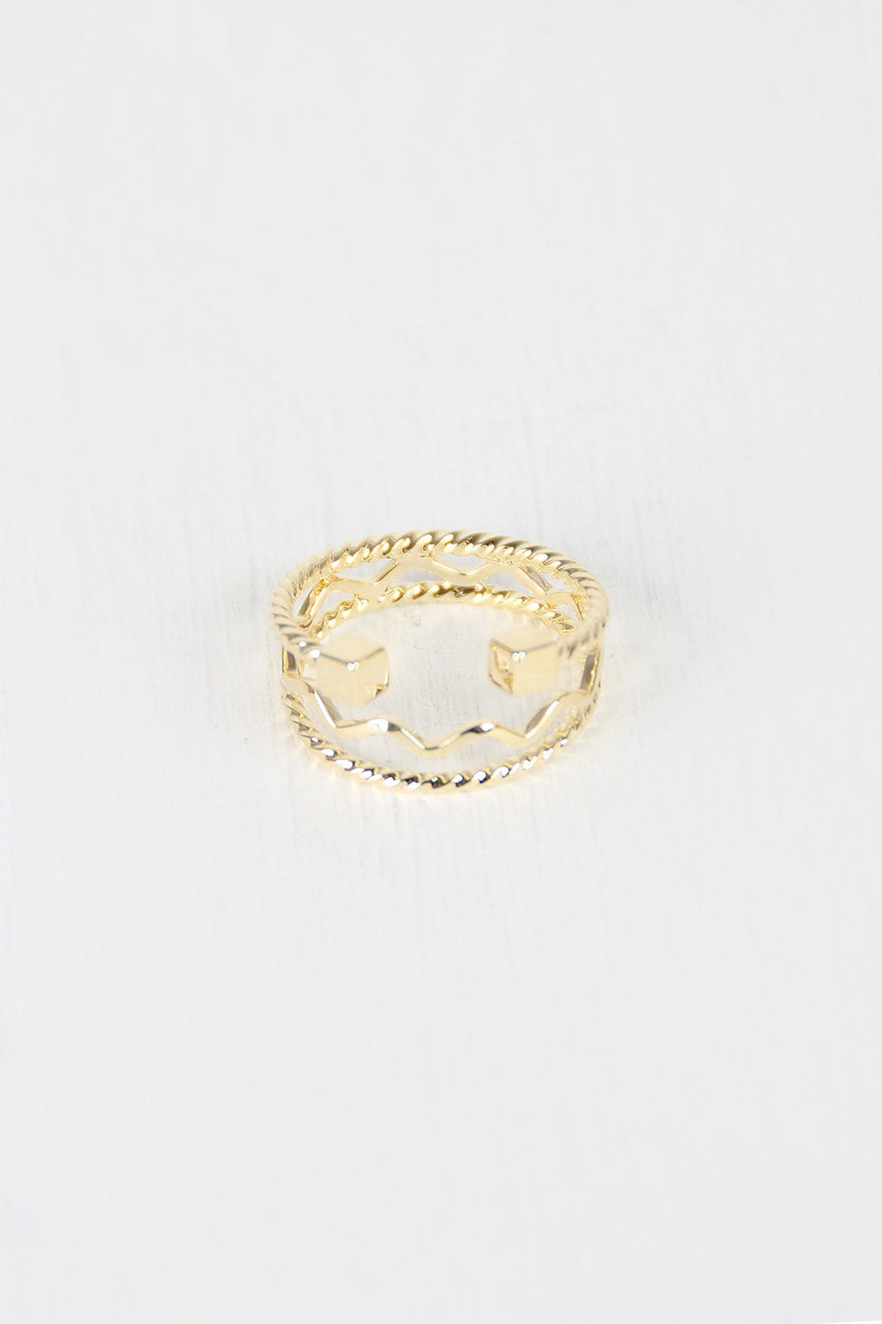 Stacked Multi Band Cube Ring