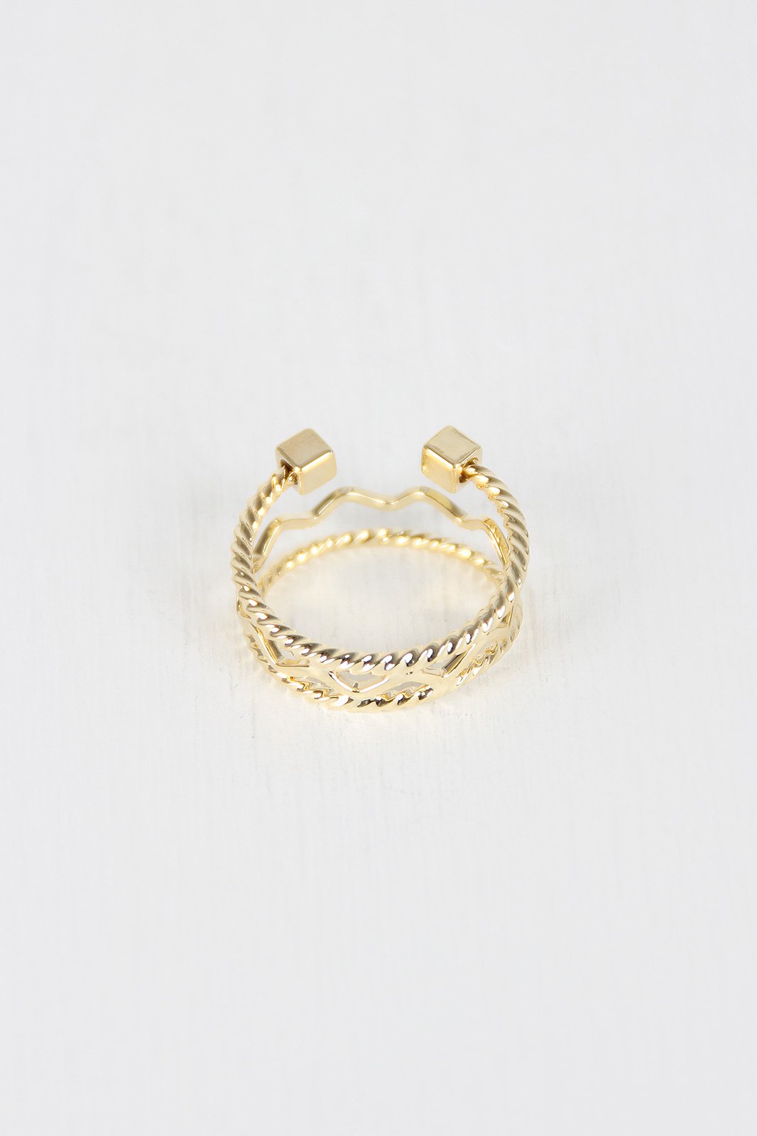 Stacked Multi Band Cube Ring