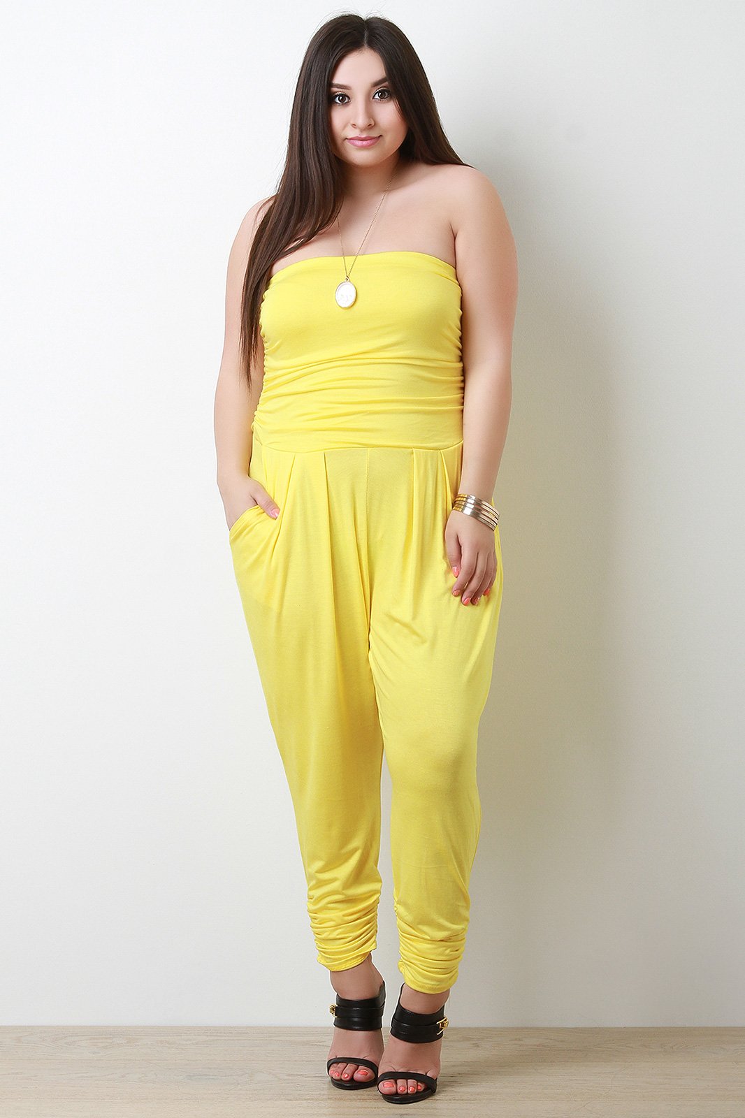 Strapless Ruched Jumpsuit