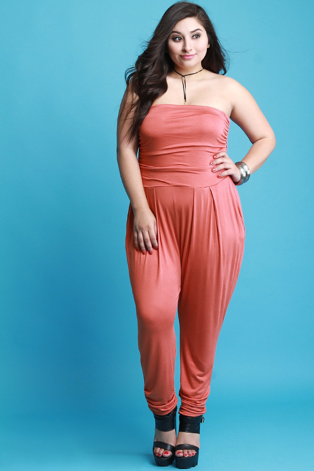 Strapless Ruched Jumpsuit