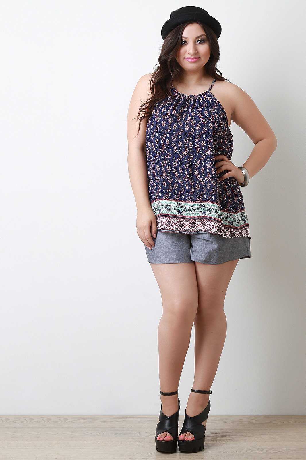 Sleeveless Floral Print Top