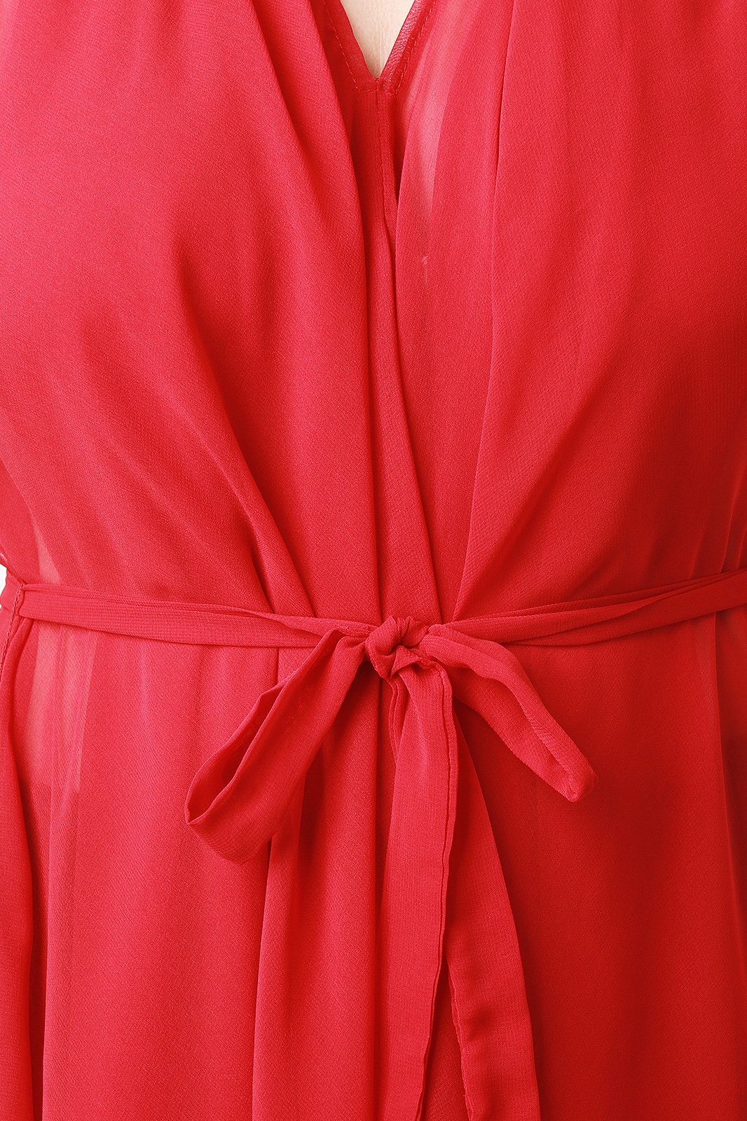 Chiffon Sleeveless Tie Waist Asymmetric Tunic Top