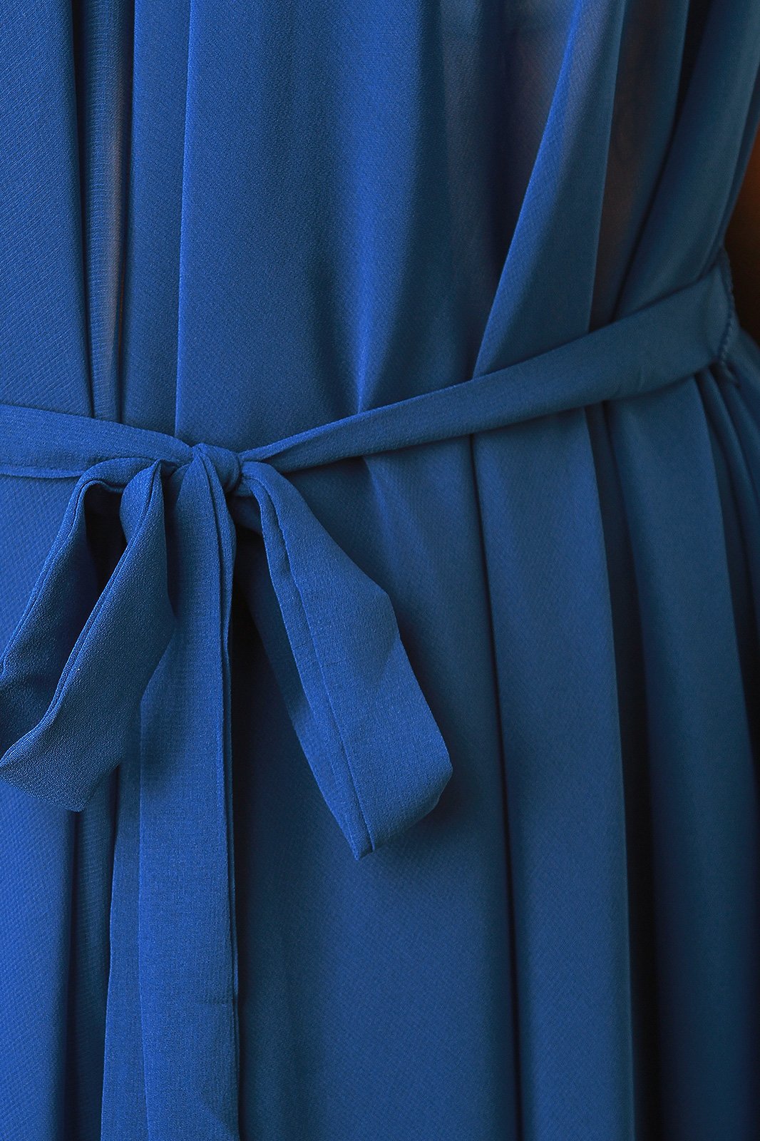 Chiffon Sleeveless Tie Waist Asymmetric Tunic Top