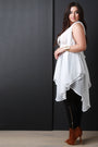 Chiffon Sleeveless Tie Waist Asymmetric Tunic Top