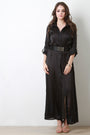 Satin Button Long Sleeve Shirt Dress