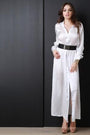 Satin Button Long Sleeve Shirt Dress