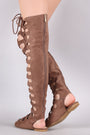 Suede Cutout Lace Up Boot Sandal