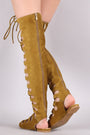 Suede Cutout Lace Up Boot Sandal