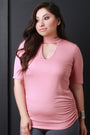 Mock Neck Keyhole Ruched Top - NoveltyOne