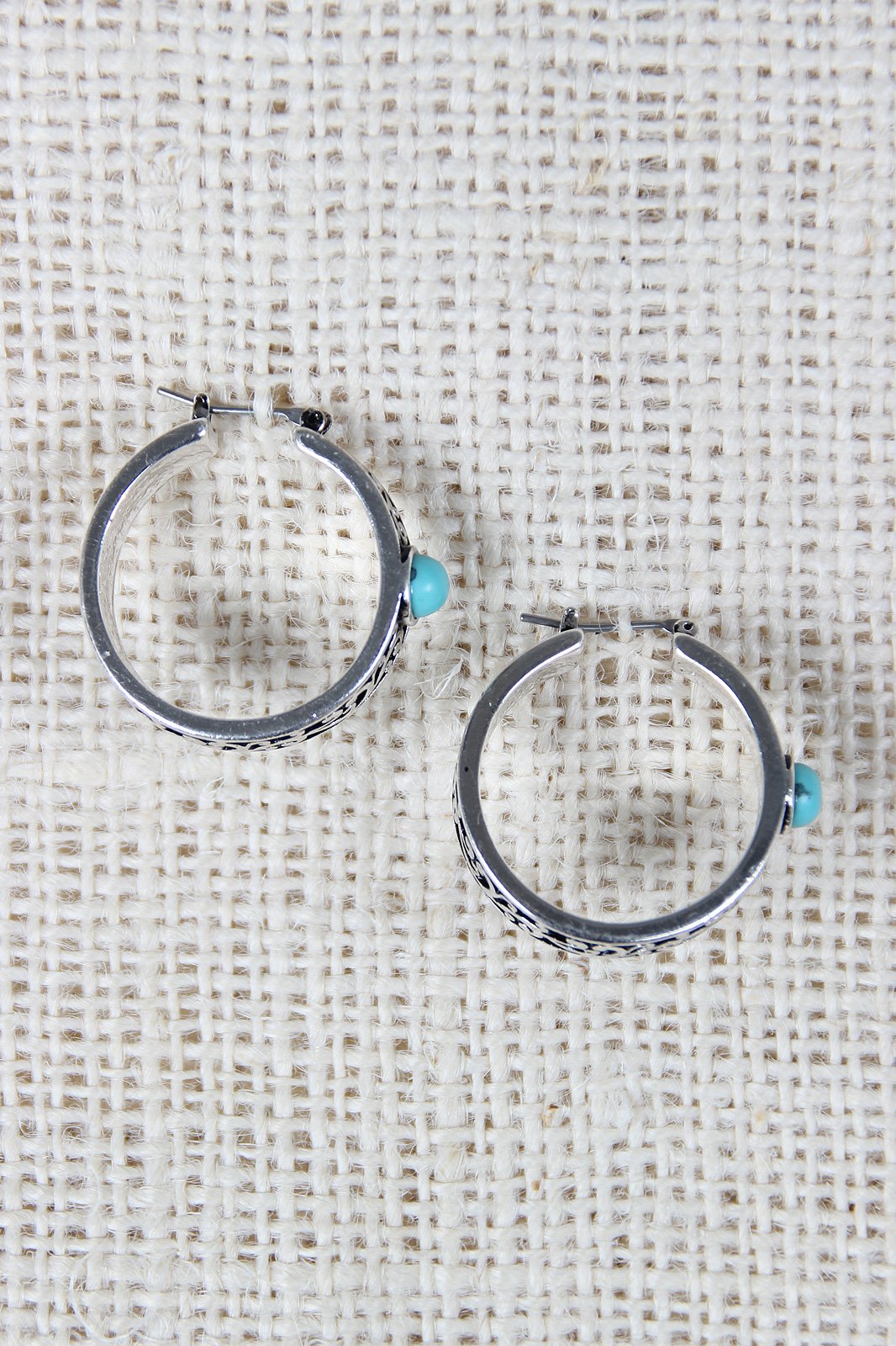 Filigree Hoop Turquoise Stone Earrings - NoveltyOne