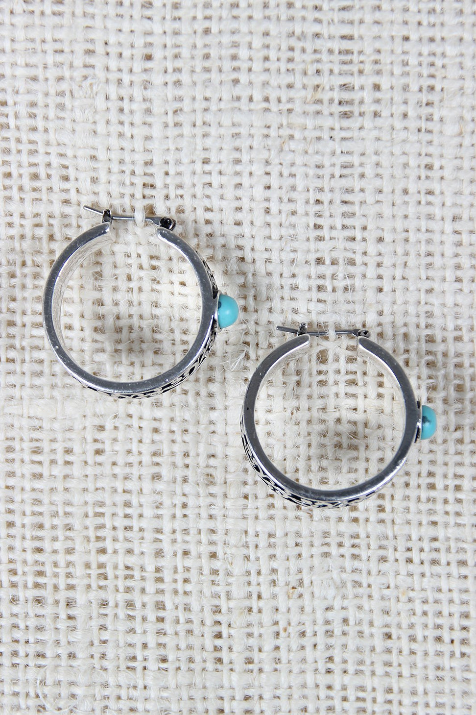 Filigree Hoop Turquoise Stone Earrings - NoveltyOne