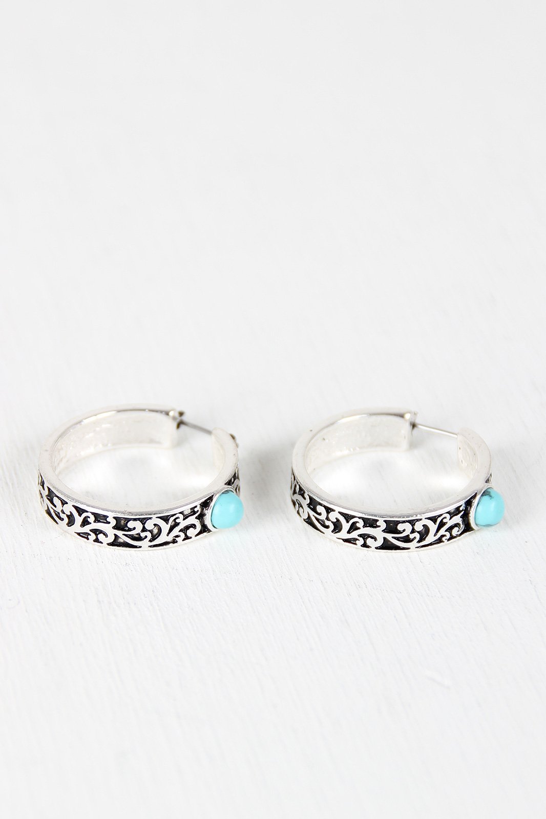 Filigree Hoop Turquoise Stone Earrings - NoveltyOne
