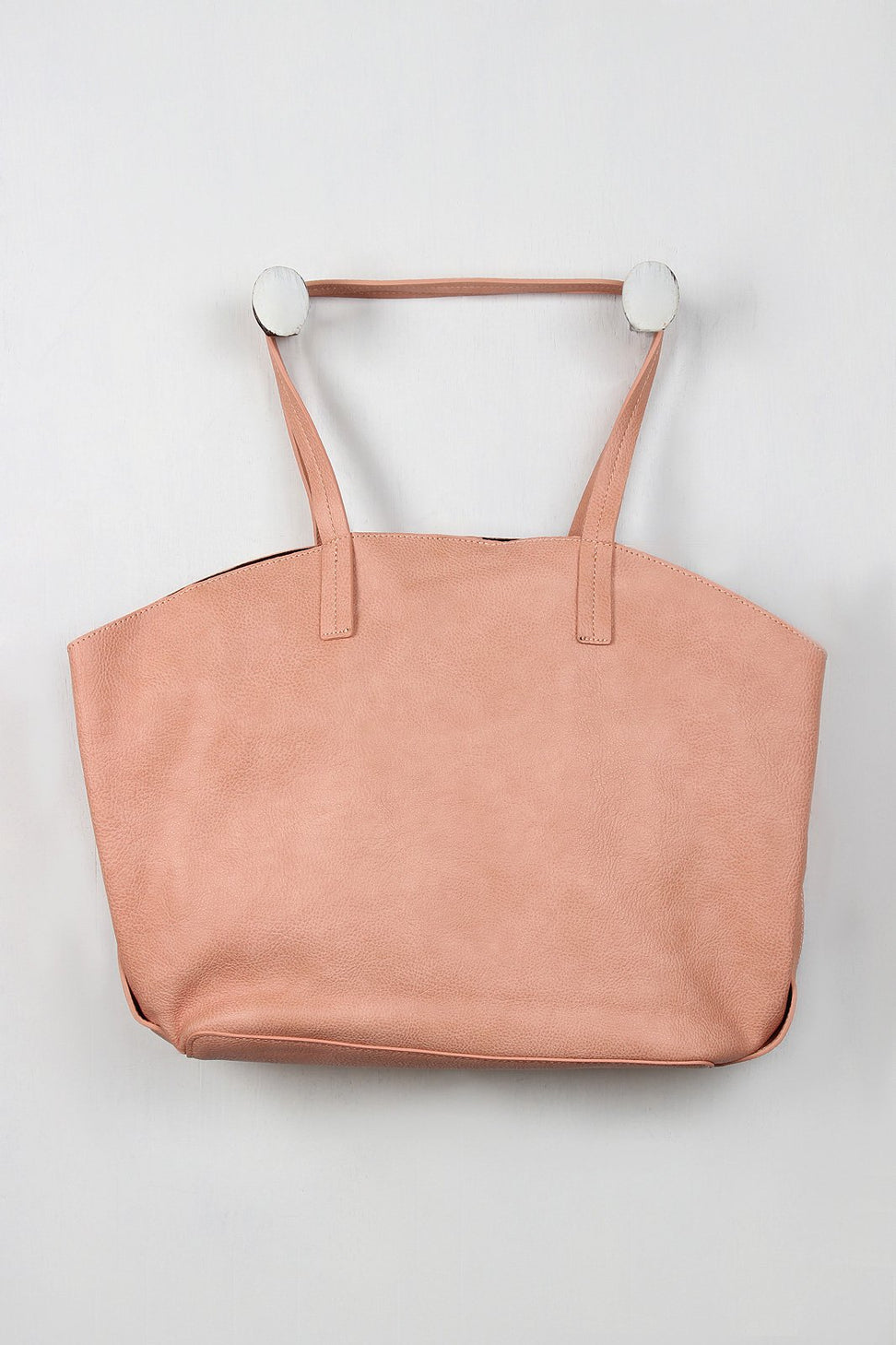 Pebbled Vegan Leather Wide Tote Bag