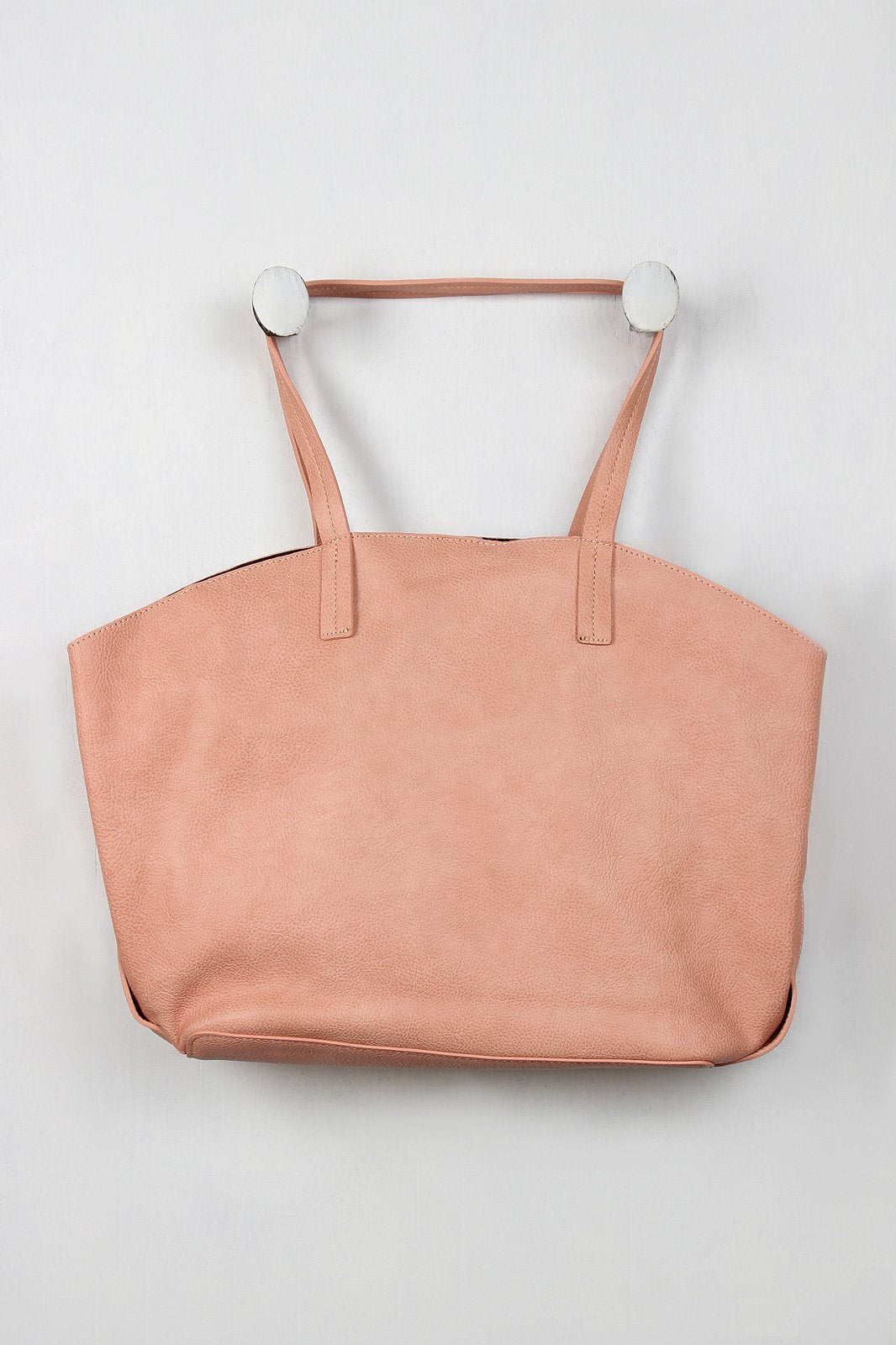 Pebbled Vegan Leather Wide Tote Bag