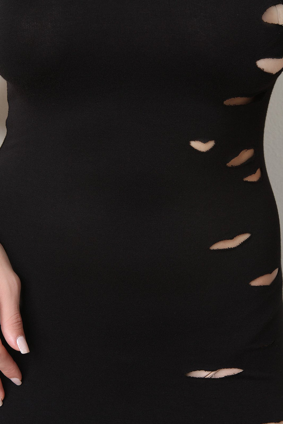 Distressed Sleeveless Round Hem Hoodie Dress - NoveltyOne