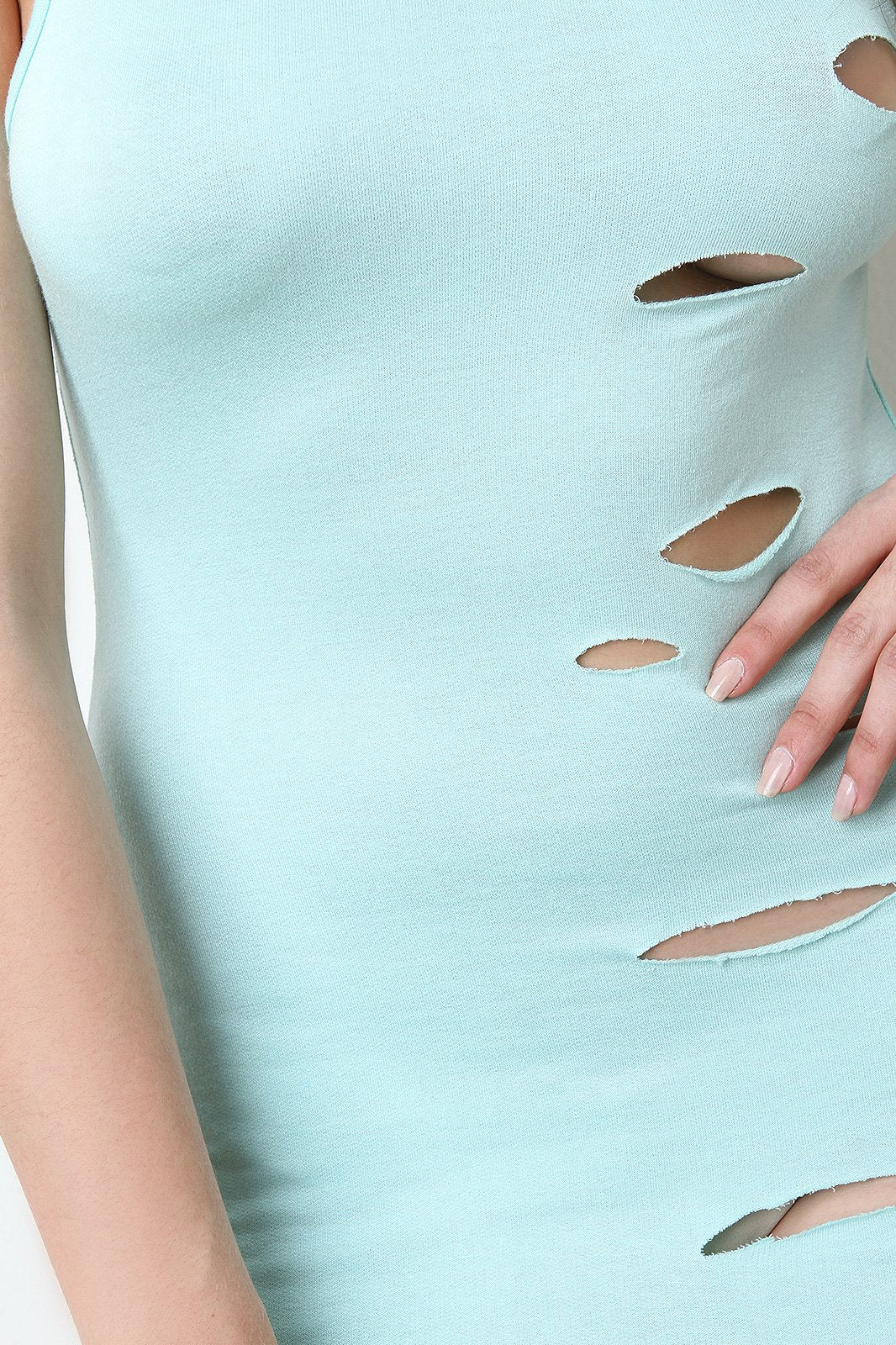 Distressed Sleeveless Round Hem Hoodie Dress - NoveltyOne