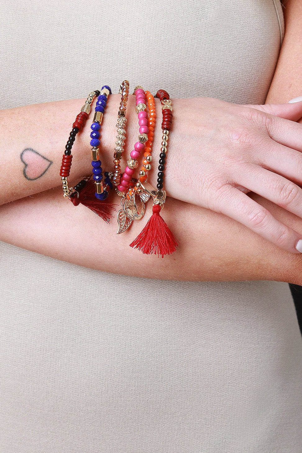Boho Charm and Bead Bracelet Set