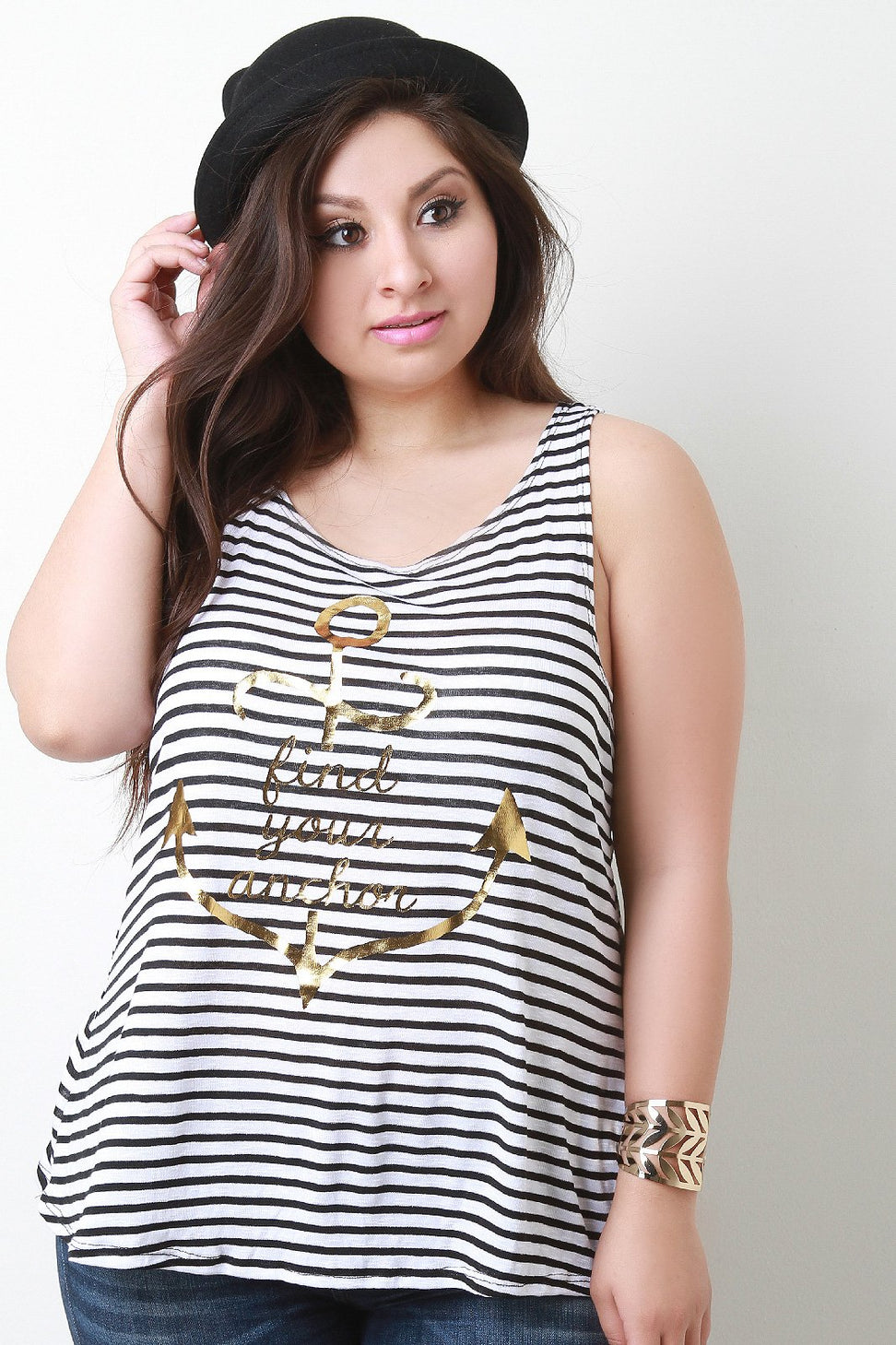 Find Your Anchor Graphic Print Stripe Top - NoveltyOne