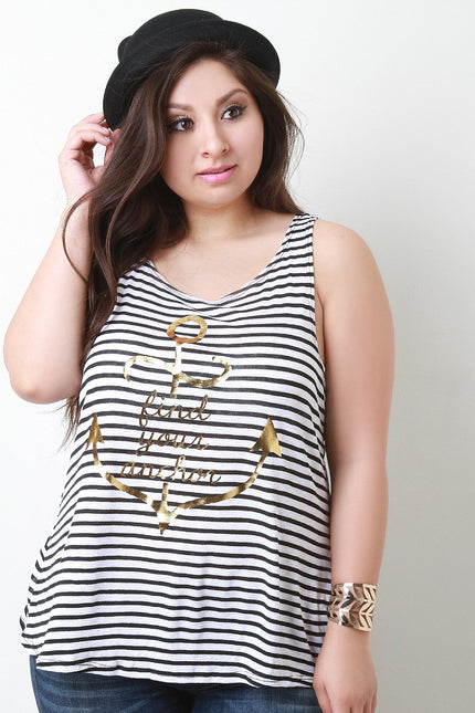 Find Your Anchor Graphic Print Stripe Top - NoveltyOne