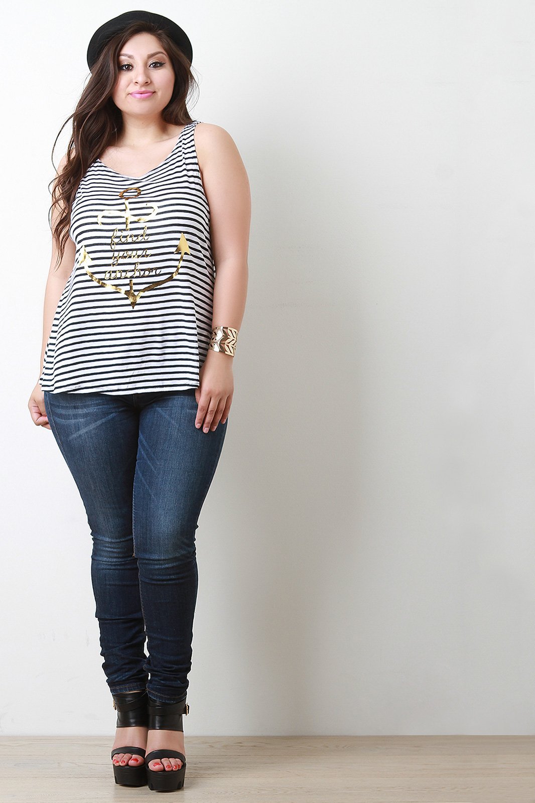 Find Your Anchor Graphic Print Stripe Top - NoveltyOne