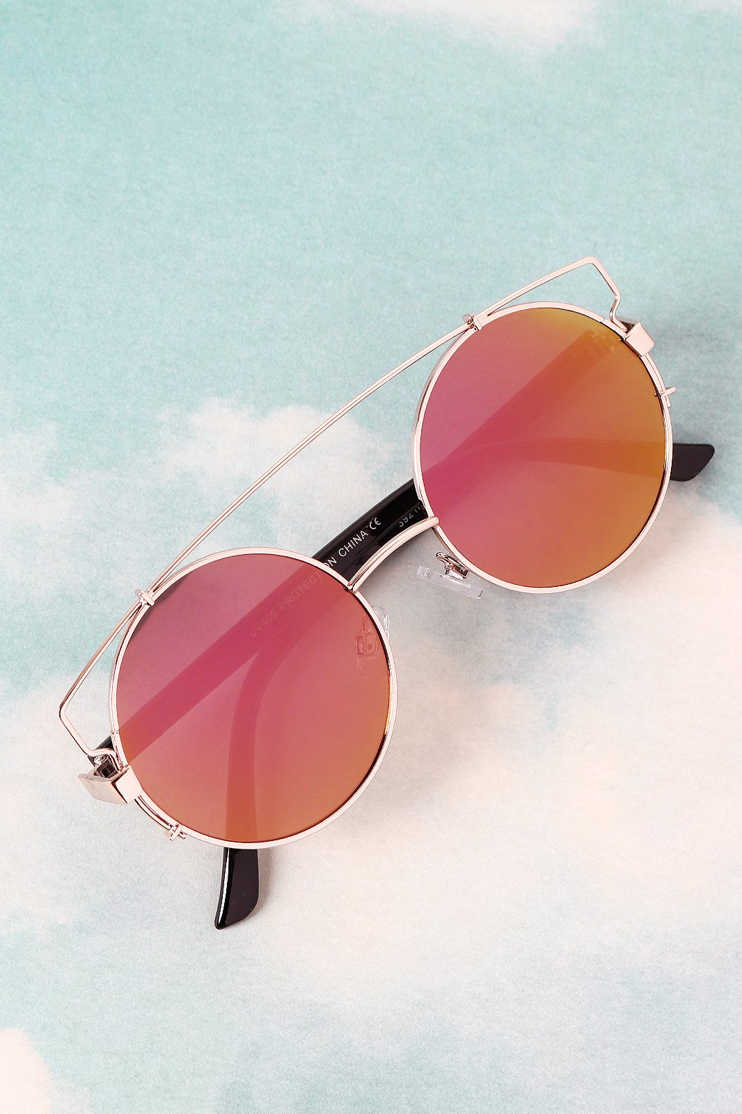 Retro Double Bridge Round Frame Sunglasses