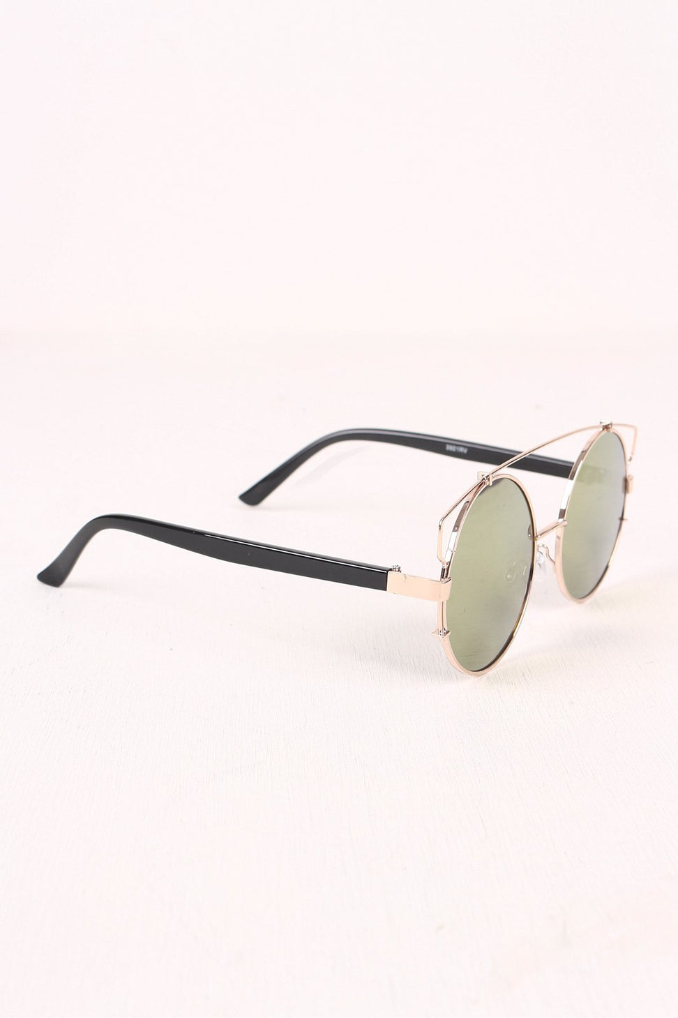 Retro Double Bridge Round Frame Sunglasses