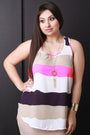 Multicolor Striped Sleeveless Flowy Necklace Top - NoveltyOne