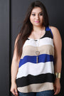 Multicolor Striped Sleeveless Flowy Necklace Top - NoveltyOne