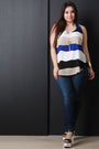Multicolor Striped Sleeveless Flowy Necklace Top - NoveltyOne