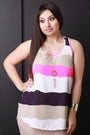 Multicolor Striped Sleeveless Flowy Necklace Top - NoveltyOne